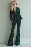 Dark Green Slim Fit 2-Piece Velevt Women Suits
