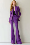 Dark Purple Peak Lapel Slim Fit 2-Piece Women Suits