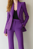 Dark Purple Peak Lapel Slim Fit 2-Piece Women Suits
