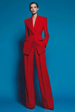 2-Piece Red Notched Lapel Women Suits