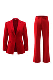 2-Piece Red Notched Lapel Women Suits