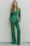 Green Double Breasted 2-Piece Women Suits