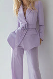 2-Piece Lilac Slim Fit Women Suits With Belt