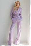 Lilac 2-Piece Notched Lapel Women Suits With Belt