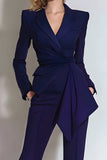 Dark Purple 2-Piece Women Suits With Sash