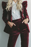 Vintage 2-Piece Burgundy Velvet Prom Suits