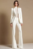 White 2-Piece Peak Lapel Prom Suits With Beading