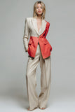 Khaki Peak Lapel One Button 2-Piece Women Suits