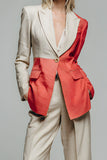 Khaki Peak Lapel One Button 2-Piece Women Suits