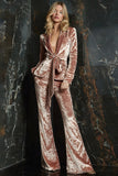 Blush Velvet 2-Piece Women Suits With Belt