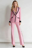 2-Piece Pink Peak Lapel Slim Fit Women Suits