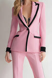 2-Piece Pink Peak Lapel Slim Fit Women Suits