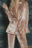 2-Piece Velvet Blush Peak Lapel Women Suits