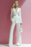 White Peak Lapel Slim Fit 2 Piece Women Suits