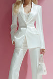 White Peak Lapel Slim Fit 2 Piece Women Suits