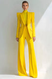 Yellow Slim Fit Peak Lapel One Button 2 Piece Women Suits