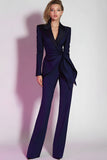 Dark Purple 2-Piece Slim Fit Women Suits
