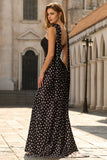 Elegant White Black Polka Dot Strapless Mermaid Prom Dress