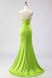 Green Mermaid 3D Flowers Strapless Prom Dress