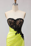 Strapless Black Green Mermaid Sequin Prom Dress