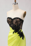 Strapless Black Green Mermaid Sequin Prom Dress