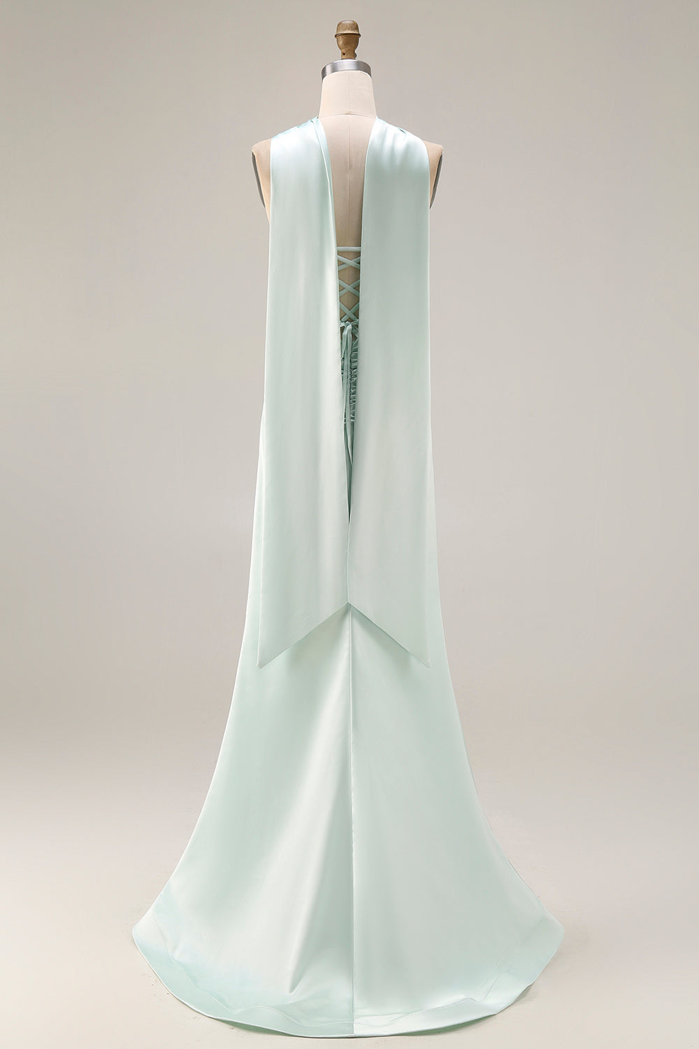 Berylove Women Light Green Strapless Prom Dress Corset Mermaid Satin Ruched Maxi Party Dress with Slit, Light Green / US8 Berylove Women Light Green Strapless Prom Dress Corset Mermaid Satin Ruched Maxi Party Dress with Slit, Light Green / US8