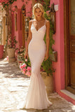 Ivory Spaghetti Straps Mermaid Wedding Dress