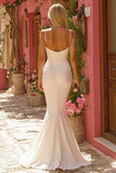 Ivory Spaghetti Straps Mermaid Wedding Dress