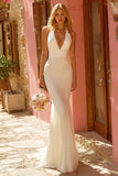Ivory Mermaid Halter Maxi Wedding Dress
