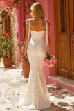Ivory Spaghetti Straps Mermaid Floor Length Wedding Dress
