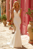Mermaid Ivory Spaghetti Straps Maxi Wedding Dress