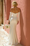 Off The Shoulder Ivory Mermaid Maxi Wedding Dress With Slit
