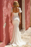White Sweetheart Mermaid Maxi Wedding Dress With Slit