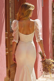 Ivory Appliqued Mermaid Maxi Wedding Dress With Slit