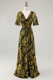 Burnout Velvet Dark Green Wedding Guest Dress