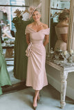 Off The Shoulder Blush Pink Sheath Mother Of The Bride Dress