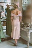 Off The Shoulder Blush Pink Sheath Mother Of The Bride Dress