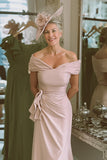 Off The Shoulder Blush Pink Sheath Mother Of The Bride Dress
