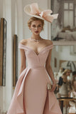 Blush Pink Off The Shoulder Sheath Mother Of The Bride Dress