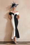 Off The Shoulder Mermaid Black and White Mother of the Bride Dress