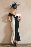 Off The Shoulder Mermaid Black and White Mother of the Bride Dress