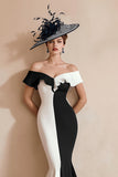 Off The Shoulder Mermaid Black and White Mother of the Bride Dress