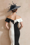 Off The Shoulder Mermaid Black and White Mother of the Bride Dress