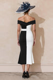 Black and White Off The Shoulder Mermaid Midi Dress