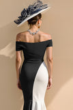 Black and White Mermaid Off The Shoulder Mother Of The Bride Dress