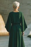 Dark Green A-Line Round Neck Mother Of The Bride Dress