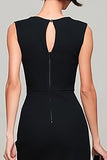 Black Sheath Bateau Neck Long Formal Dress