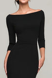 Simple Mermaid Bateau Neck Black Tie Dress