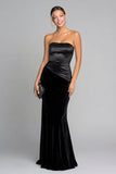 Strapless Ruched Sheath Black Tie Dress
