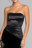 Strapless Ruched Sheath Black Tie Dress